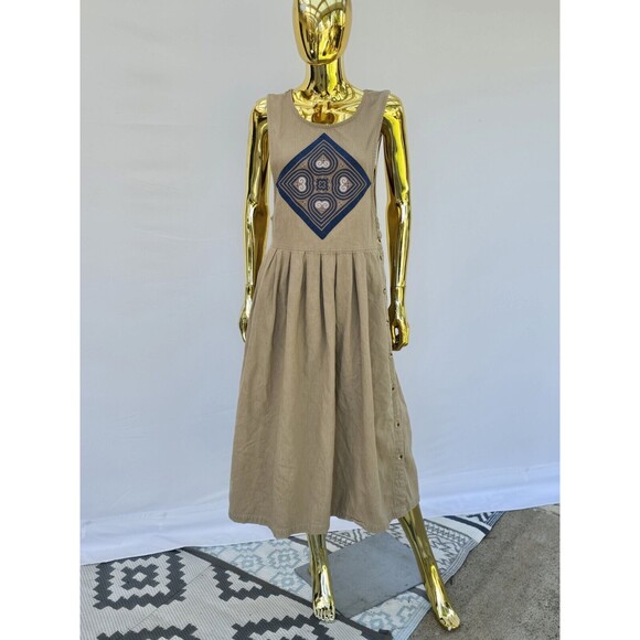 LL Bean Vtg. Midi Jumper Dress Side Buttons With Pockets - Picture 1 of 13